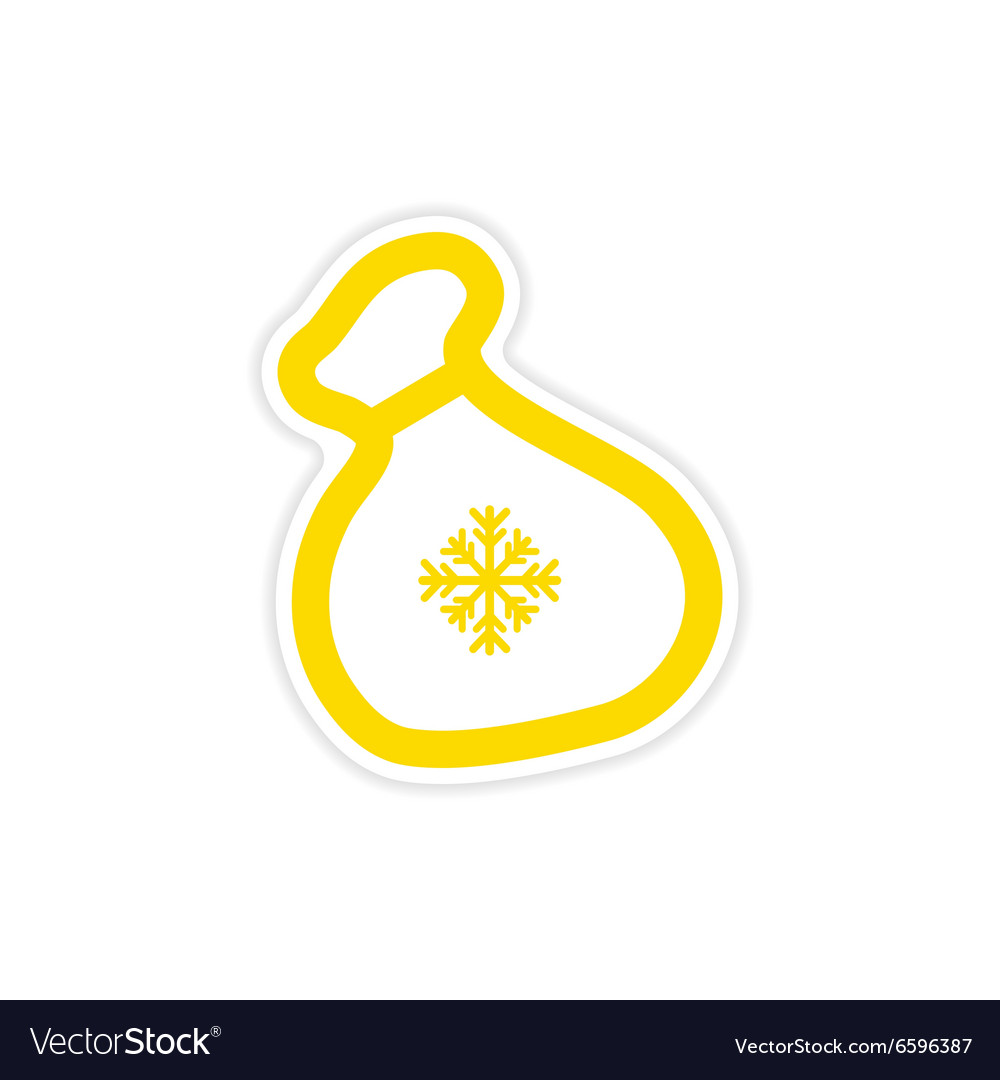 Paper sticker on white background santa sack