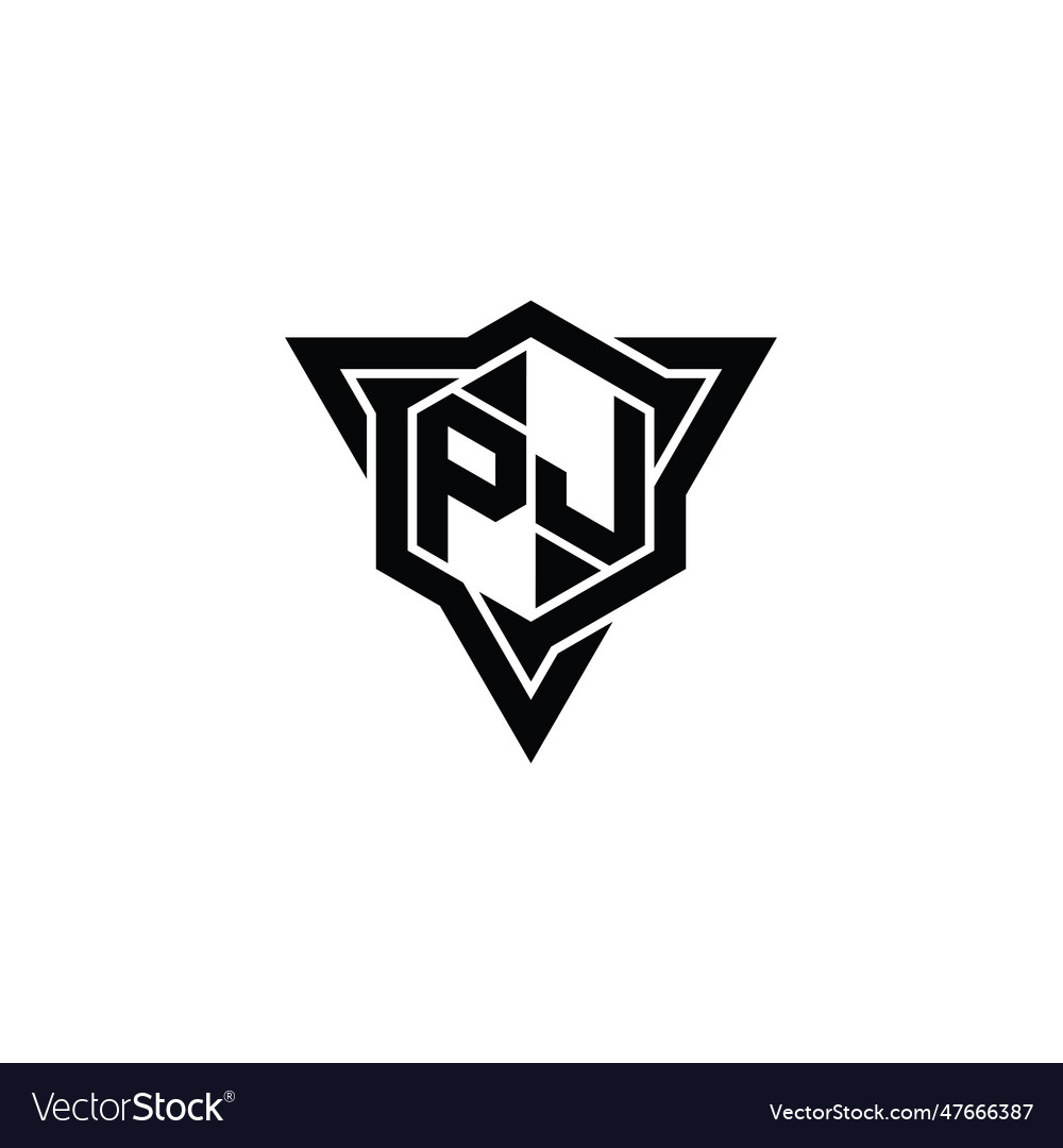 Pj logo monogram hexagon shape with triangle Vector Image Pj logo monogram hexagon shape with triangle