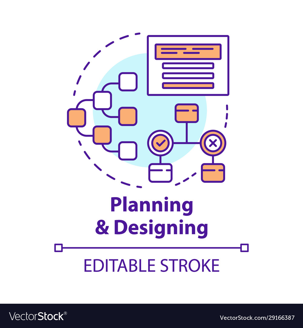 Planning and designing concept icon system Vector Image