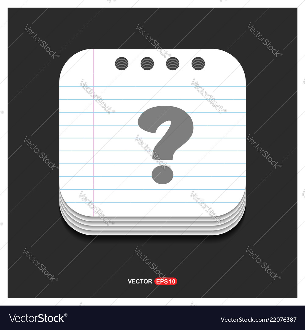 Question mark icon gray on notepad style