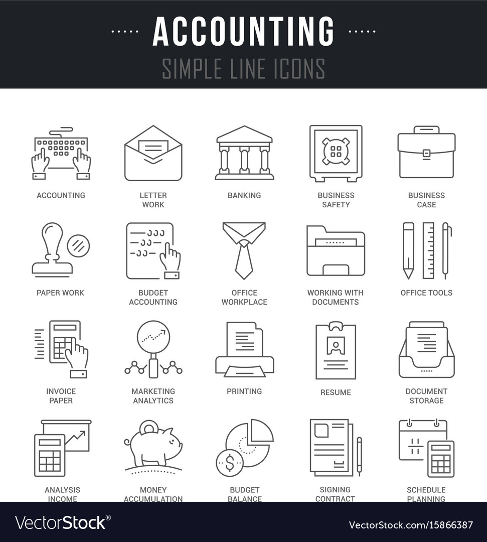 Set line icons of accounting Royalty Free Vector Image