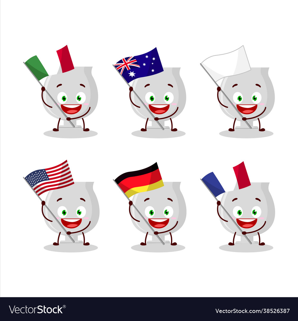 Silver trophy cartoon character bring flags Vector Image Silver trophy cartoon character bring flags Vector Image