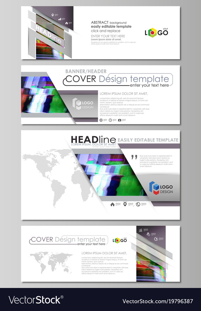 Social Media And Email Headers Set Modern Banners Vector Image