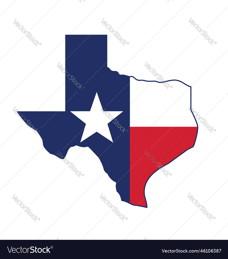 Texas Tx State Flag In Map Shape Icon Royalty Free Vector 1032