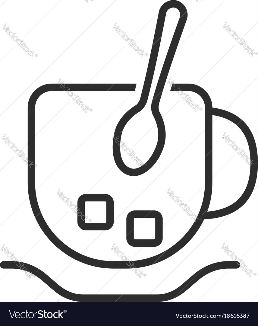 Thin line cup and spoon icon