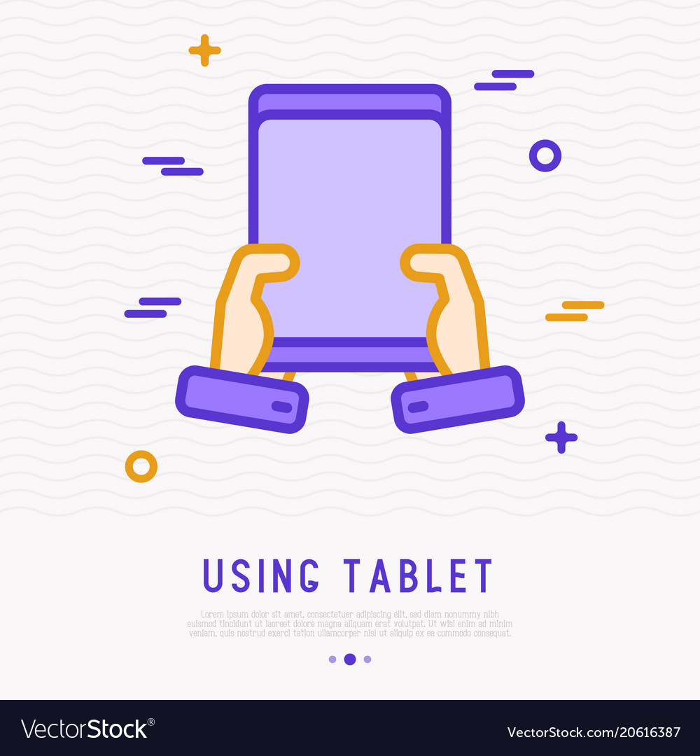 Using of tablet gadget in hands