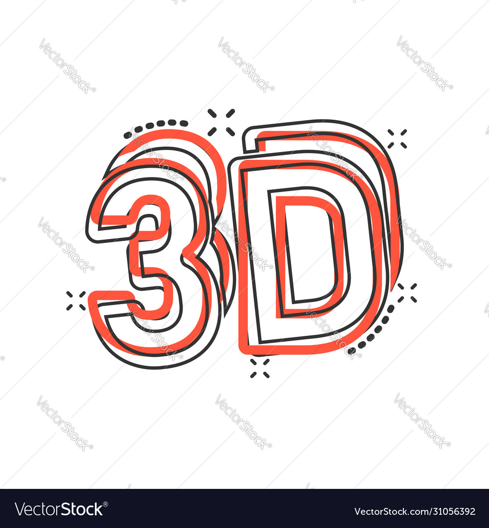 3d text icon in comic style word cartoon on white