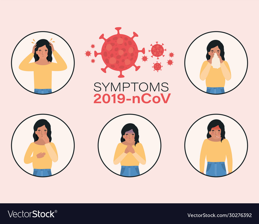 Avatar woman with 2019 ncov virus symptoms Vector Image