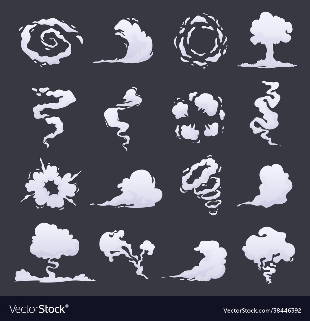 Collection cartoon smoke flat Royalty Free Vector Image