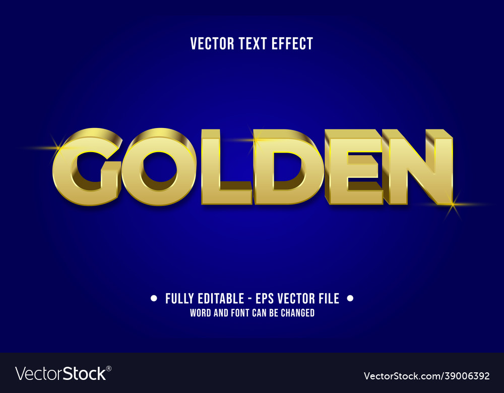 Editable text effect gradient style golden vector image Editable text effect gradient style golden