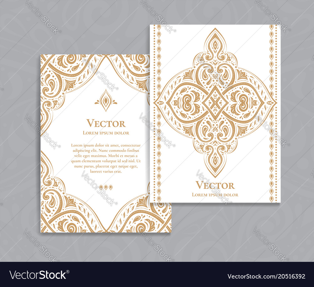 Golden eastern vintage greeting card Royalty Free Vector