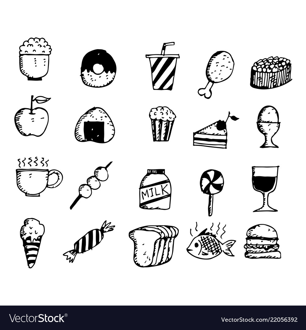 Hand Draw Food Icon Doodle Design Royalty Free Vector Image