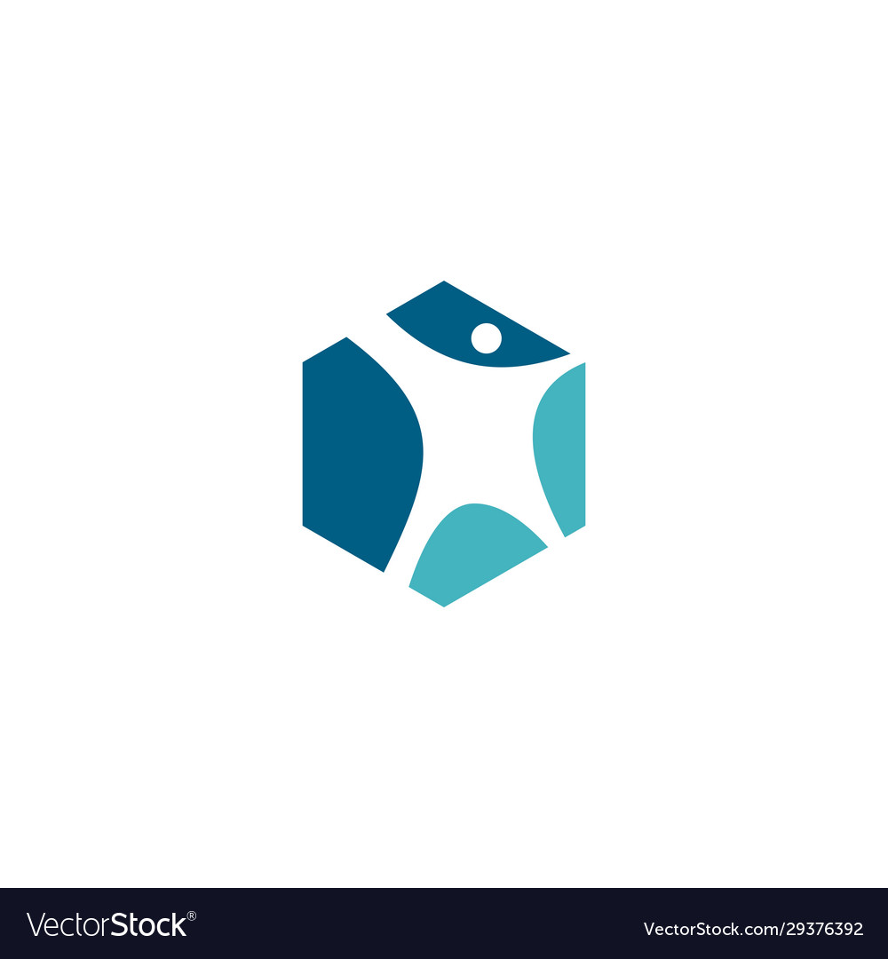 Human hexagon hexagonal cube box logo icon