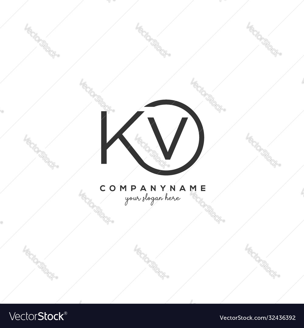 Initial kv letter logo with circle template