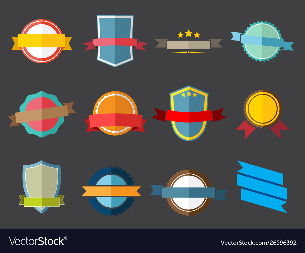 Ribbons and labels in flath style Royalty Free Vector Image