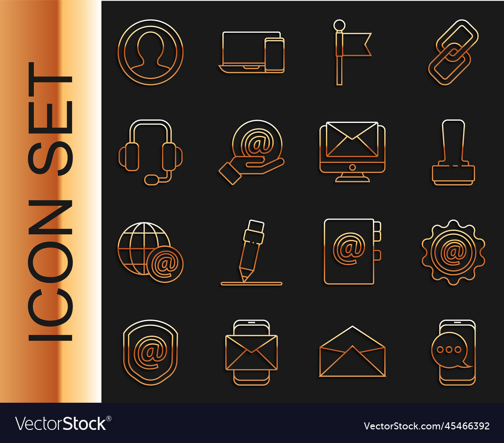 Set line chat messages notification on phone mail vector image Set line chat messages notification on phone mail