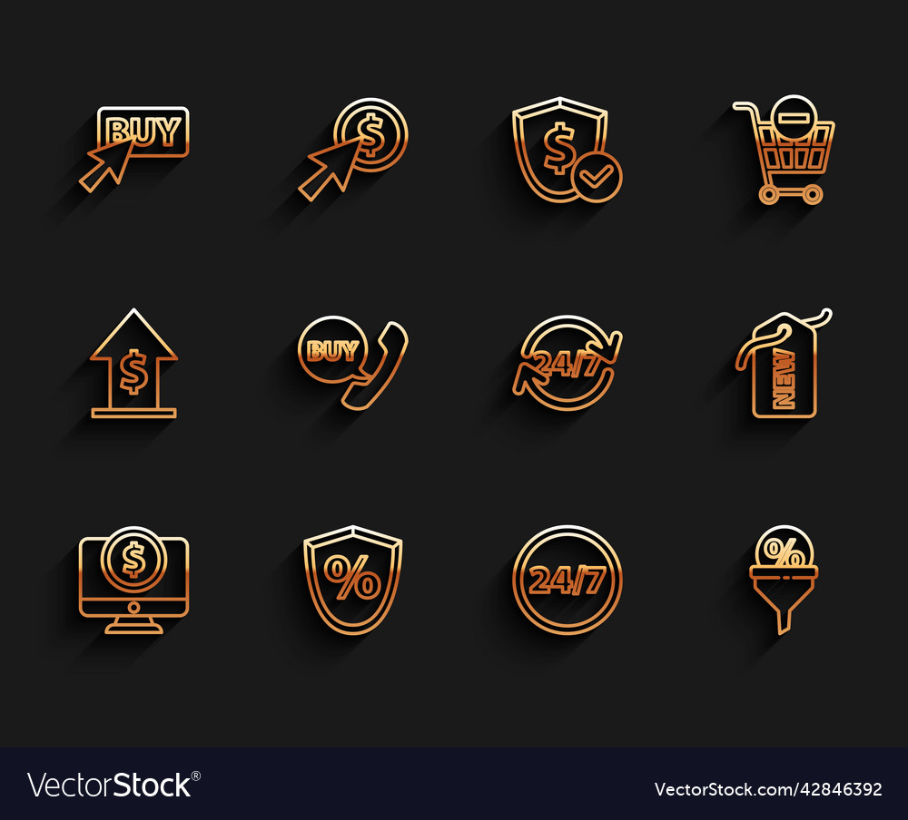 Set line computer monitor with dollar loan vector image Set line computer monitor with dollar loan