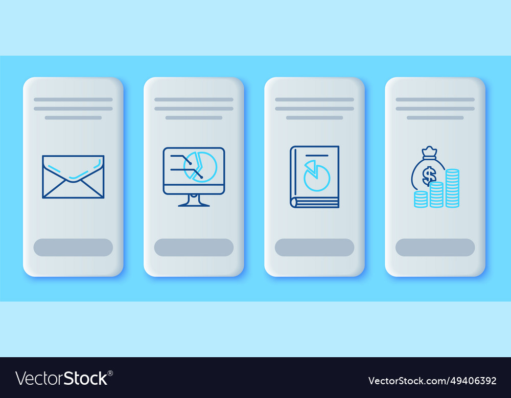 Set line computer monitor with graph chart user vector image Set line computer monitor with graph chart user