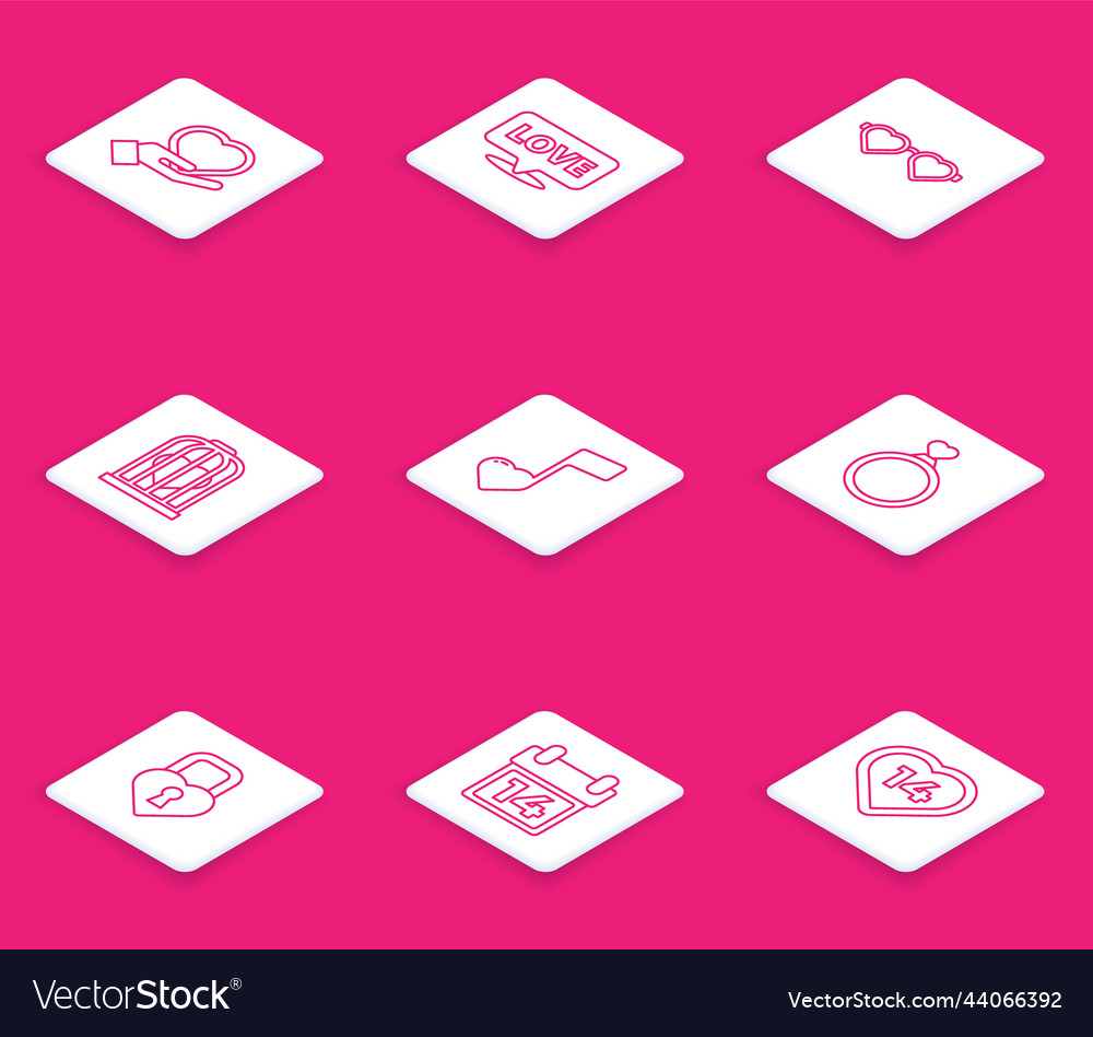 Set line heart on hand speech bubble with text vector image Set line heart on hand speech bubble with text