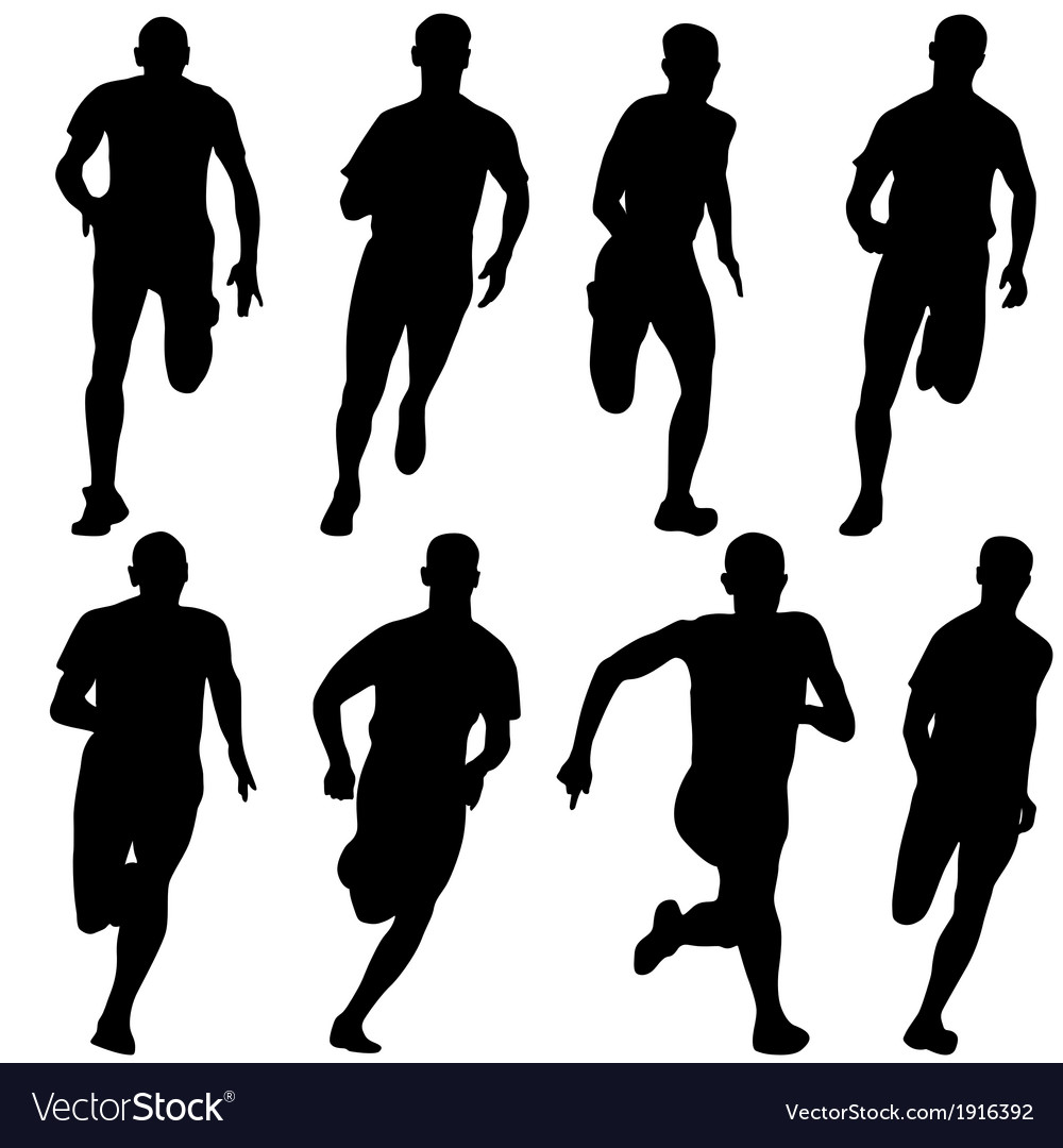 Silhouettes of Runners Sprinting