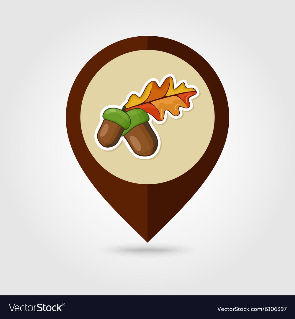 Acorn with leaf mapping pin icon