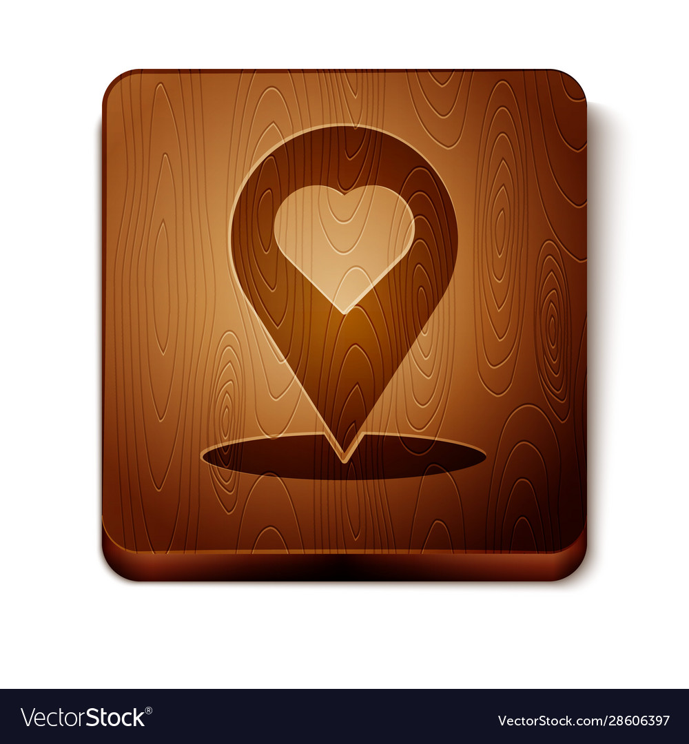 Brown map pointer with heart icon isolated Vector Image Brown map pointer with heart icon isolated