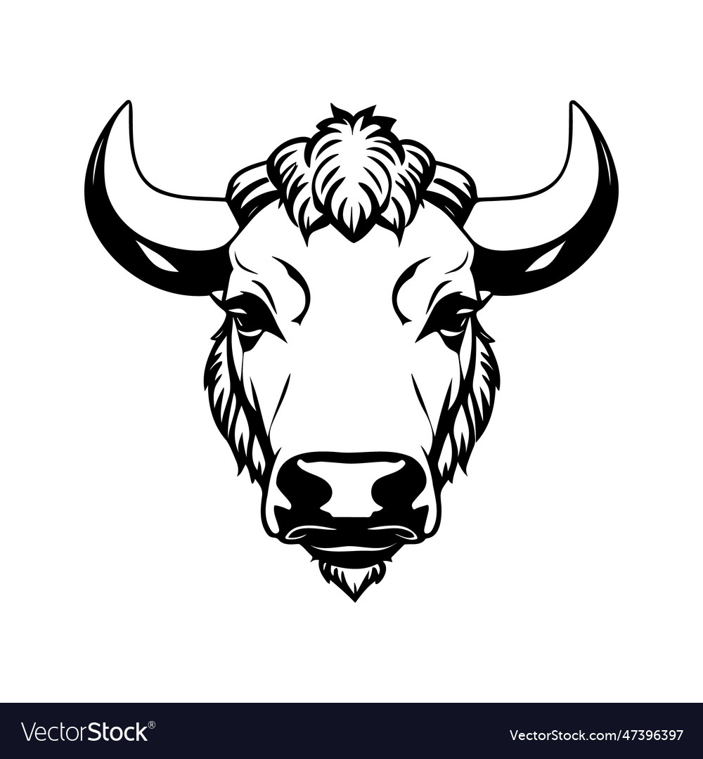 Bull head black and white icon Royalty Free Vector Image