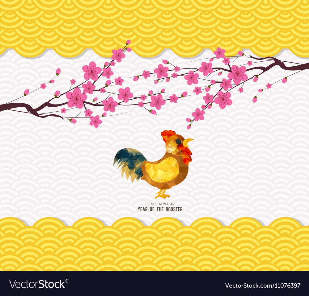 Chinese new year 2017 rooster and pattern