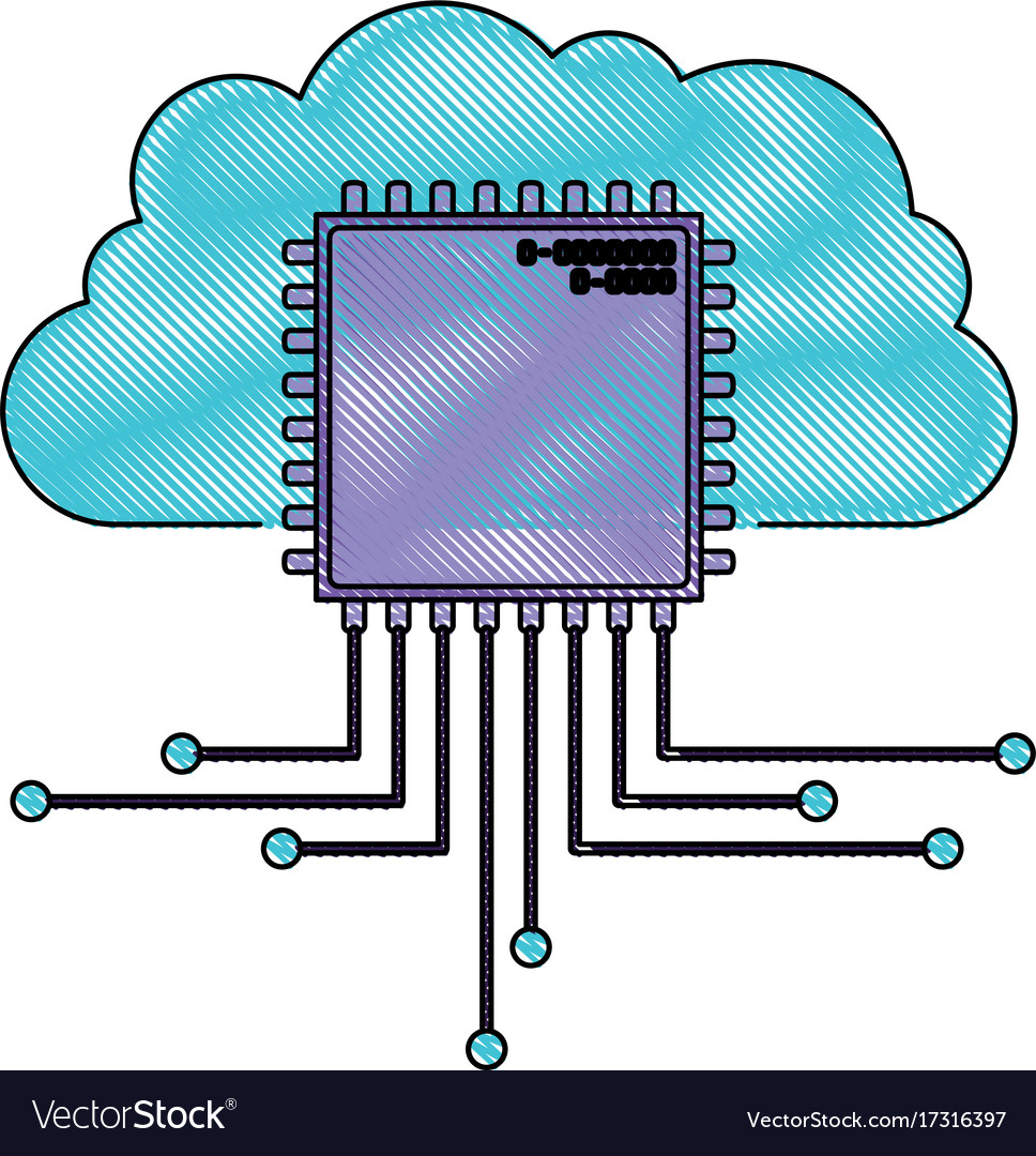 Cloud-Speicherdaten und cpu-Mikroprozessor-Symbol