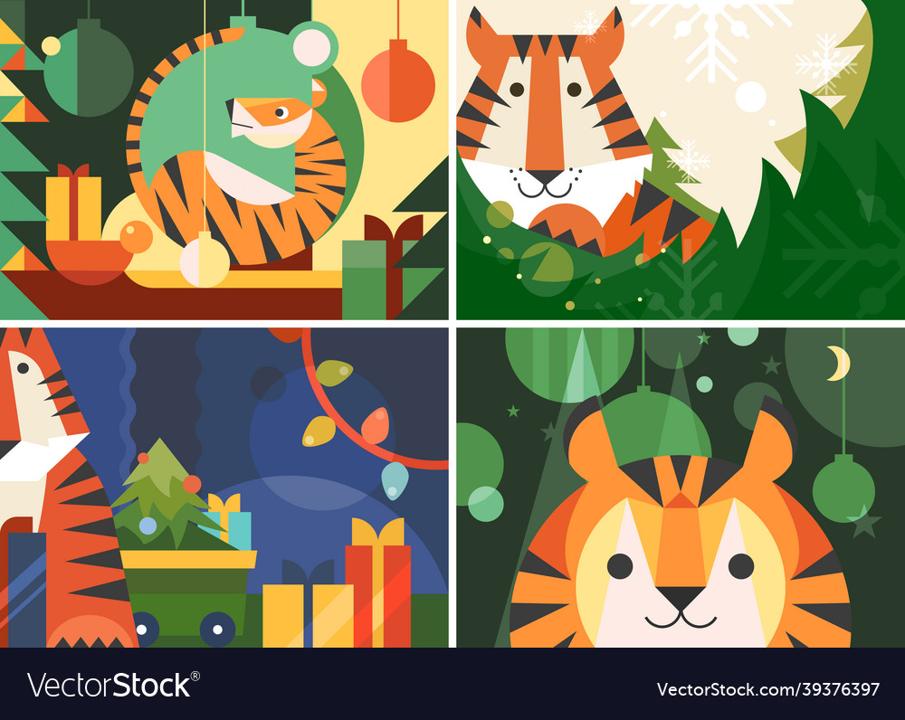 Different year of the tiger banners