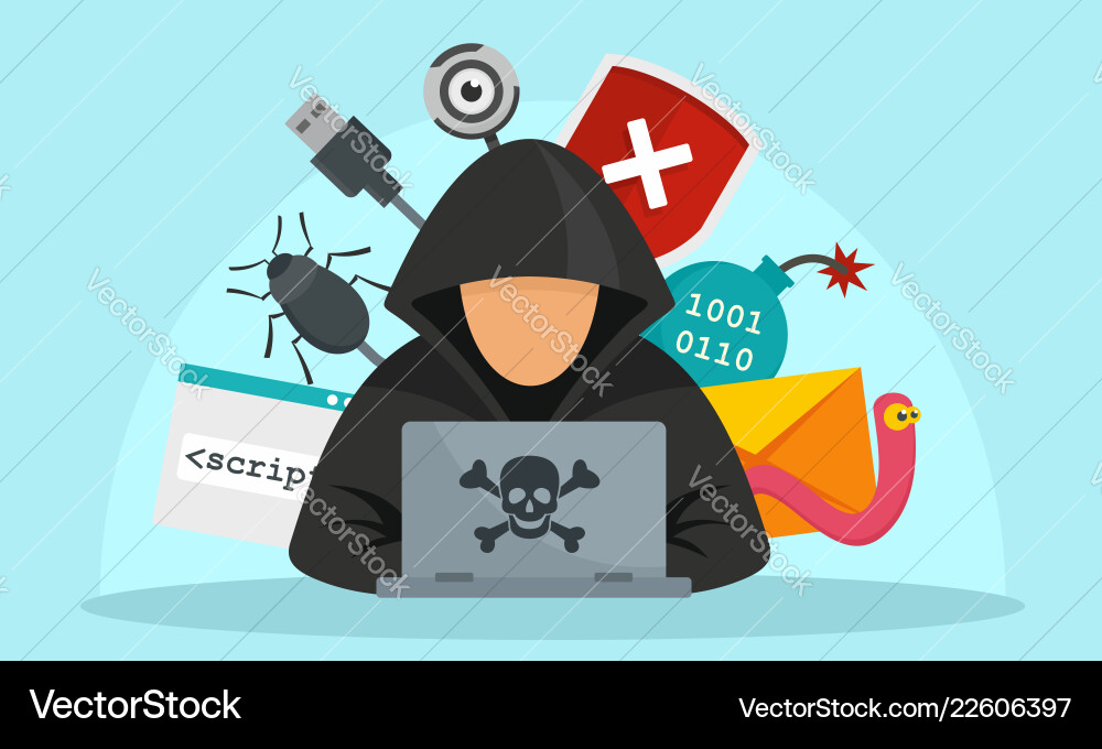 Hacker activity concept background flat style Vector Image