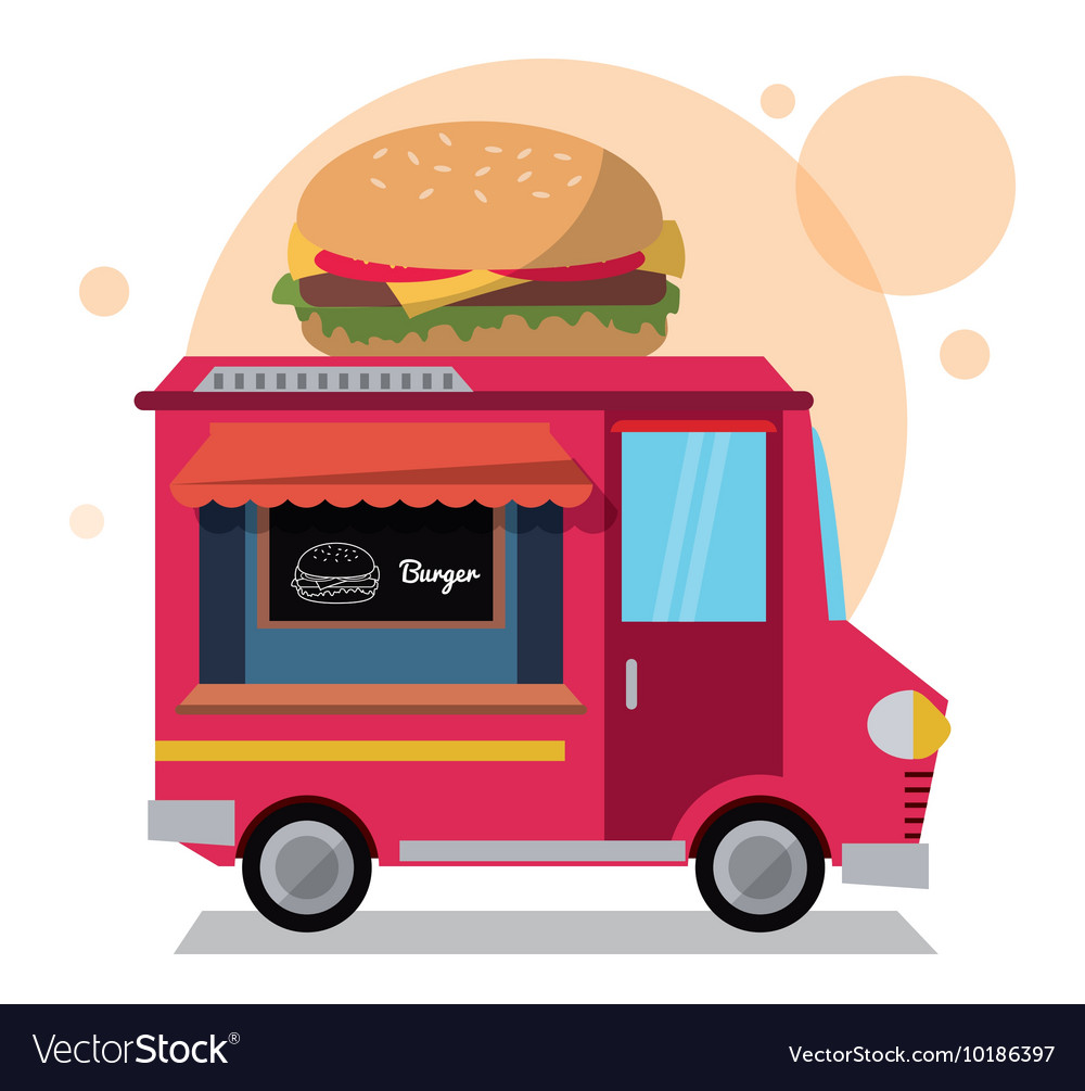 Hamburger truck fast food icon graphic Royalty Free Vector