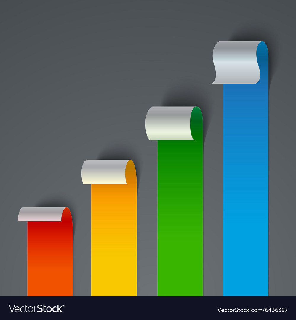 Infographics curled colorful paper stripe banners