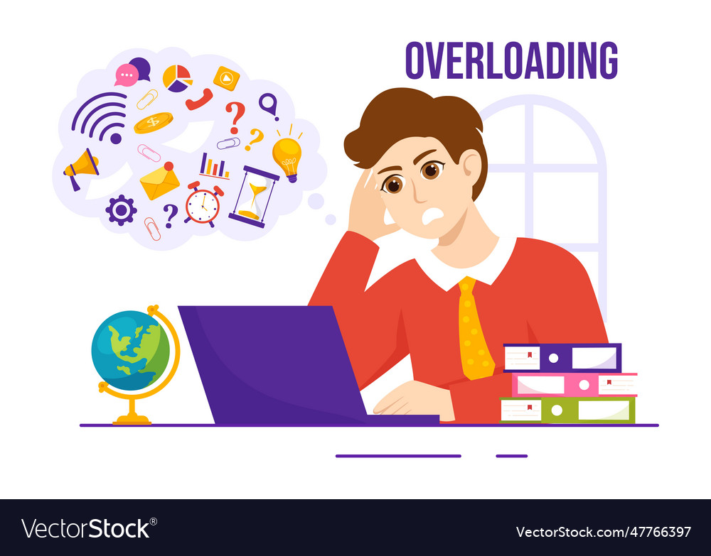 Overloading with busy work and multitasking vector image Overloading with busy work and multitasking