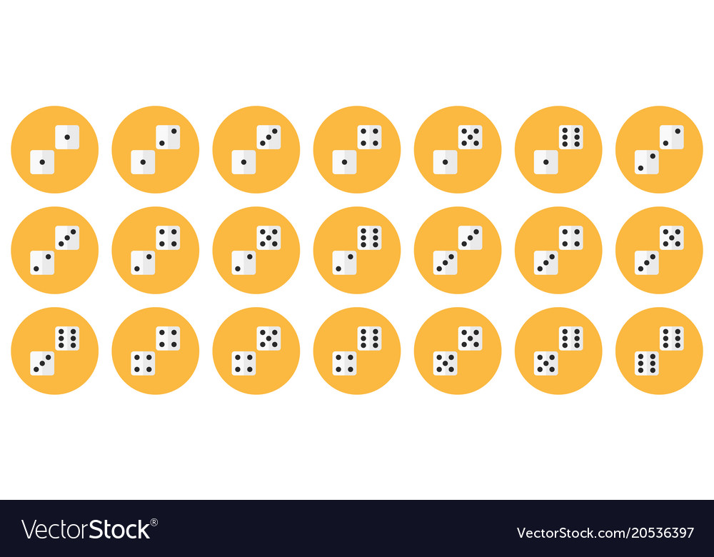 Pairs of white dices flat icon set