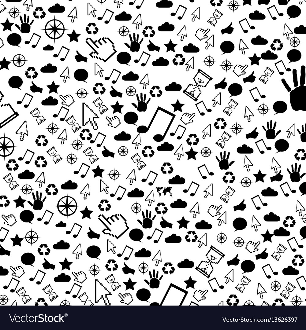 Pattern monochrome communication tech elements vector image Pattern monochrome communication tech elements