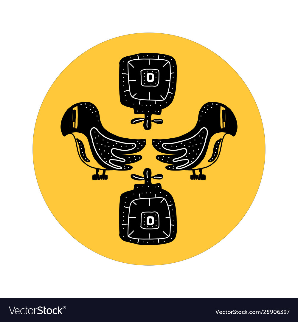 Set bird and flower design elements borders
