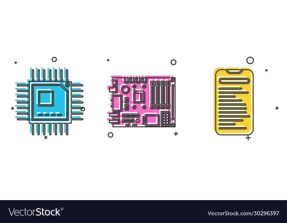 Set processor with microcircuits cpu electronic vector image Set processor with microcircuits cpu electronic