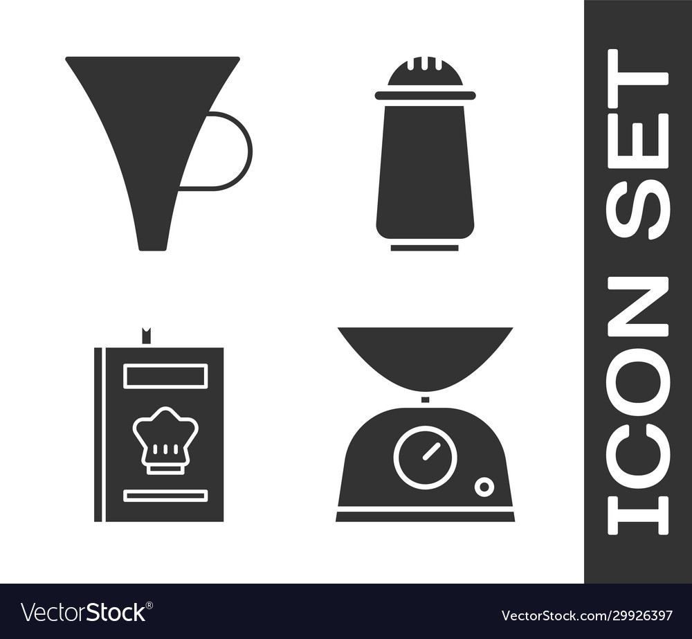 Set scales funnel or filter cookbook and salt Vector Image Set scales funnel or filter cookbook and salt