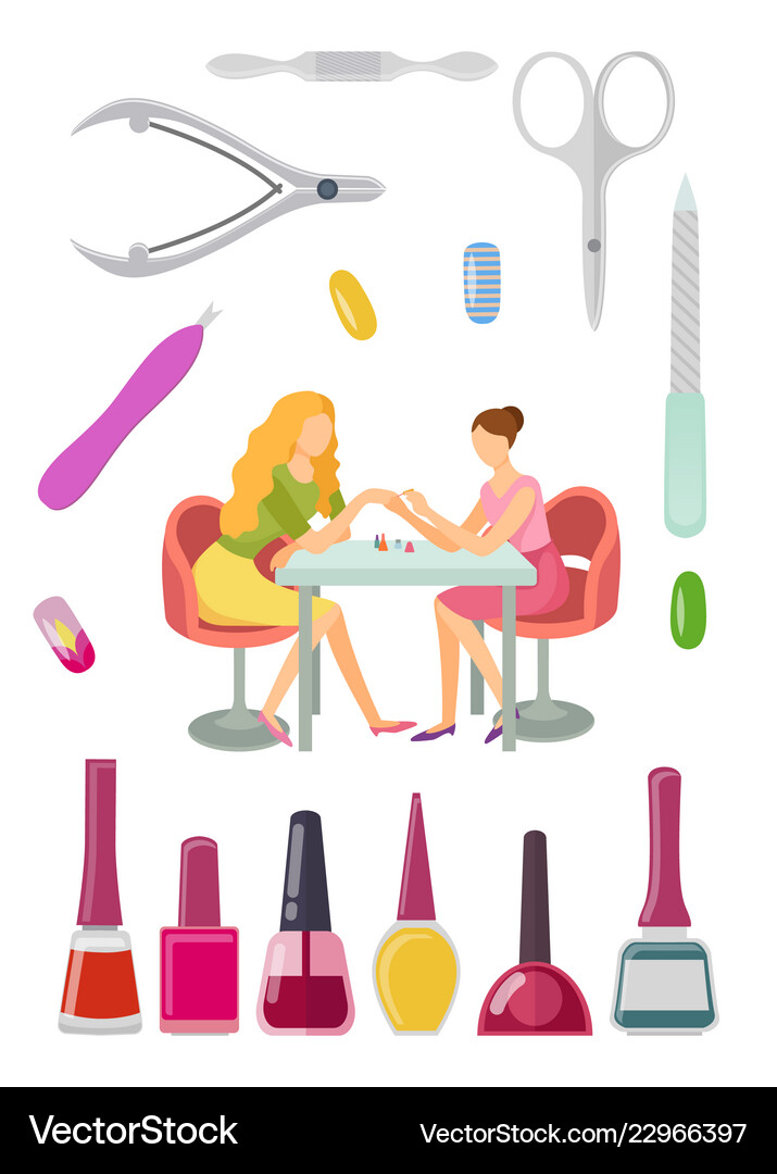 Spa salon manicure manicurist and tools set Vector Image
