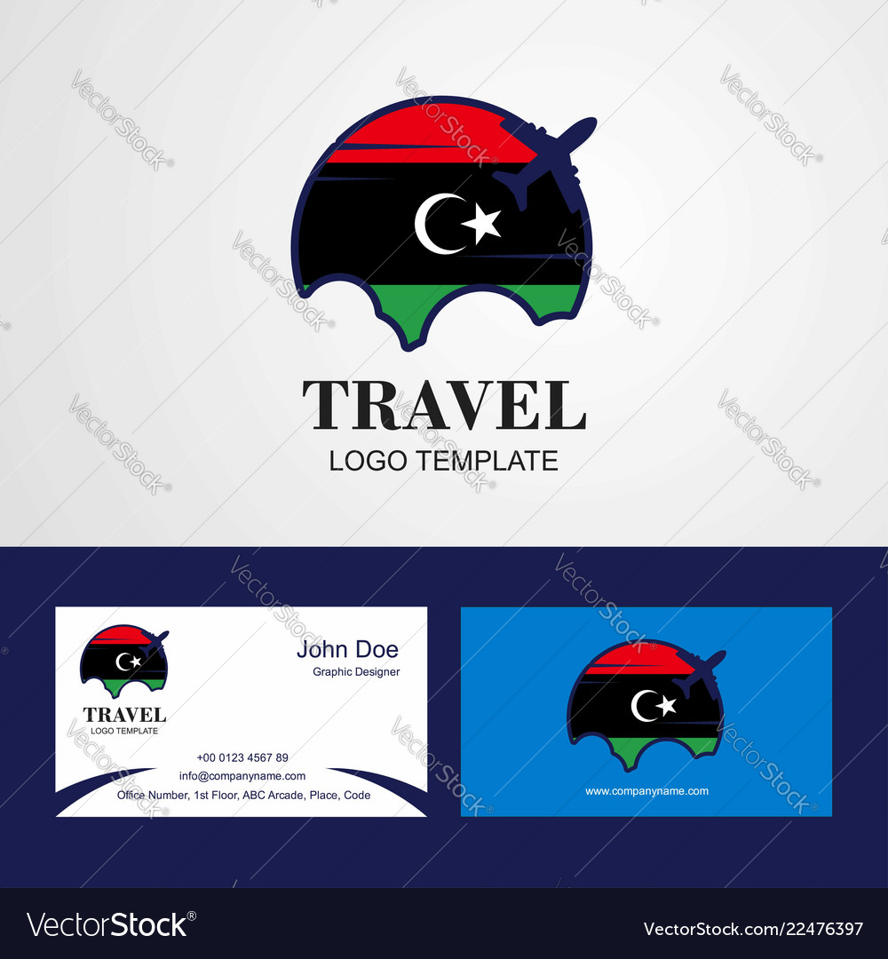 Travel libya flag logo and visiting card design