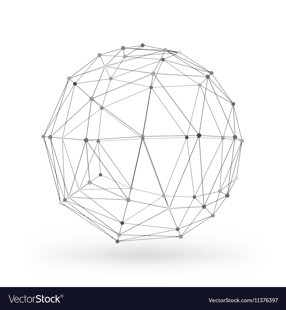 Wireframe polygonal geometric element sphere