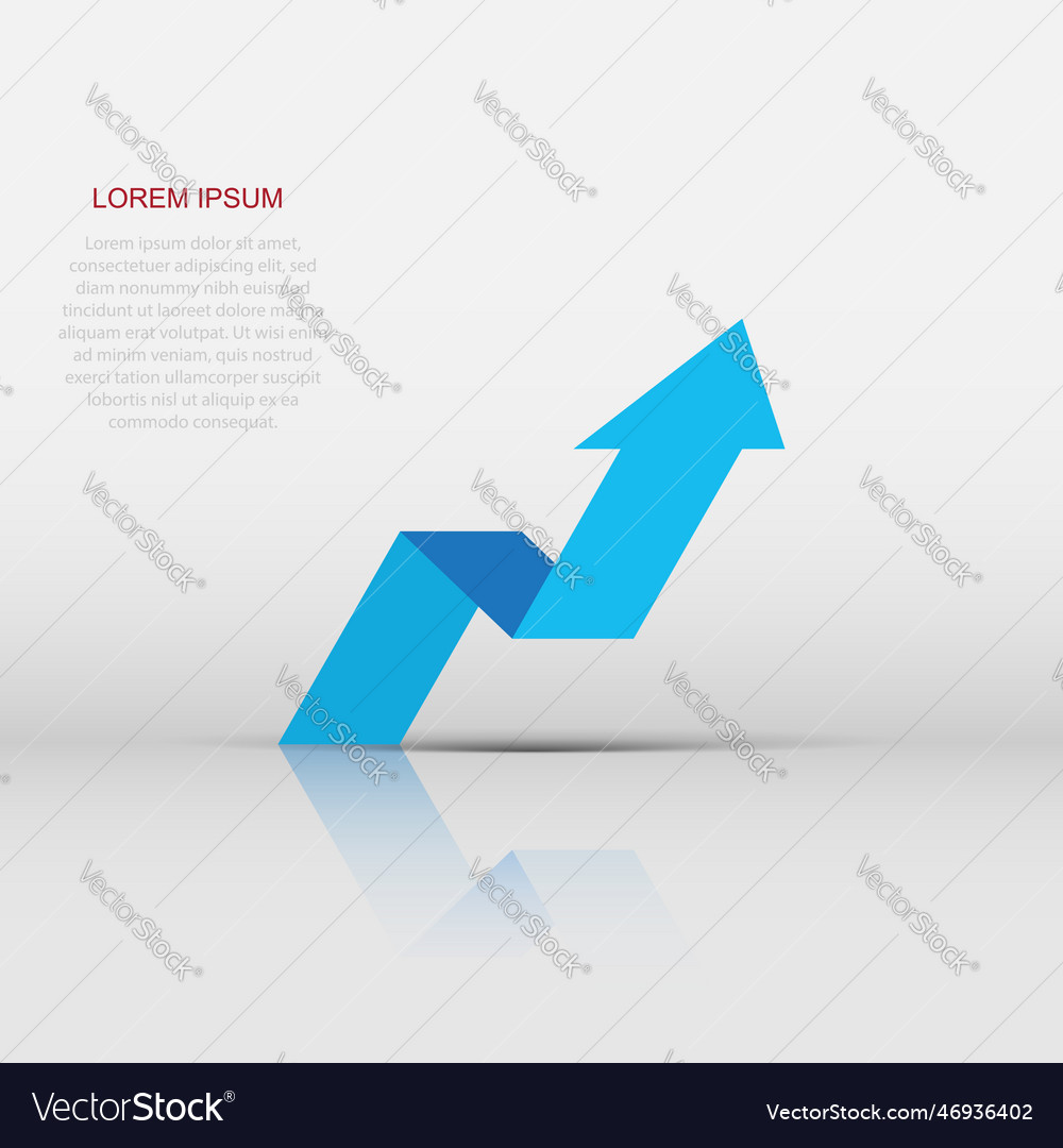Arrow growing graph icon in flat style progress Vector Image Arrow growing graph icon in flat style progress