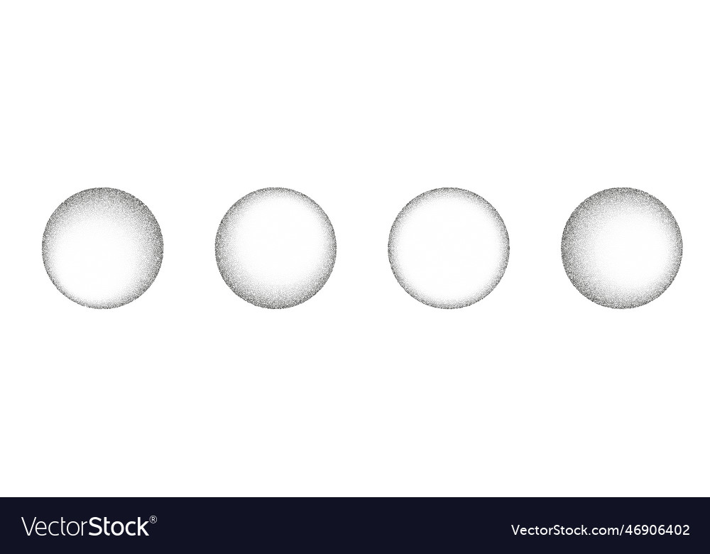 Circles with noise texture set stipple shadows vector image Circles with noise texture set stipple shadows