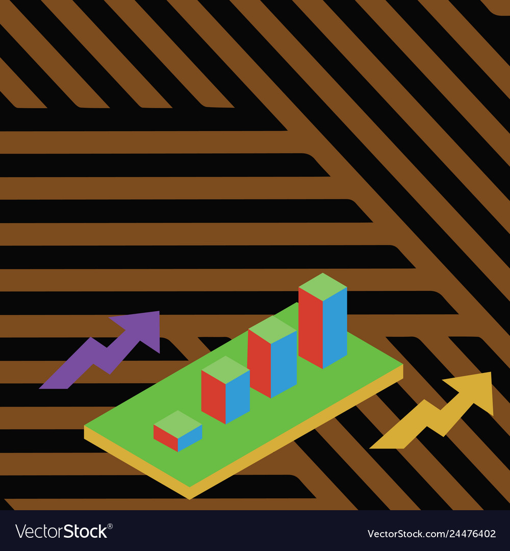 Colorful growing clustered 3d bar chart graph