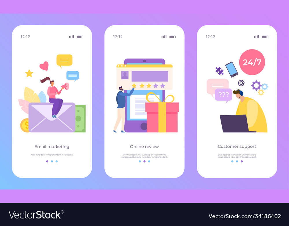 Crm email marketing online review und kunden vector image Crm email marketing online review und kunden