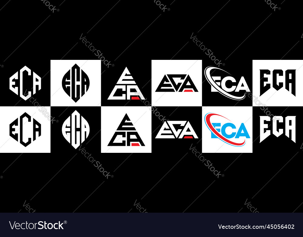 Eca letter logo design in six style polygon