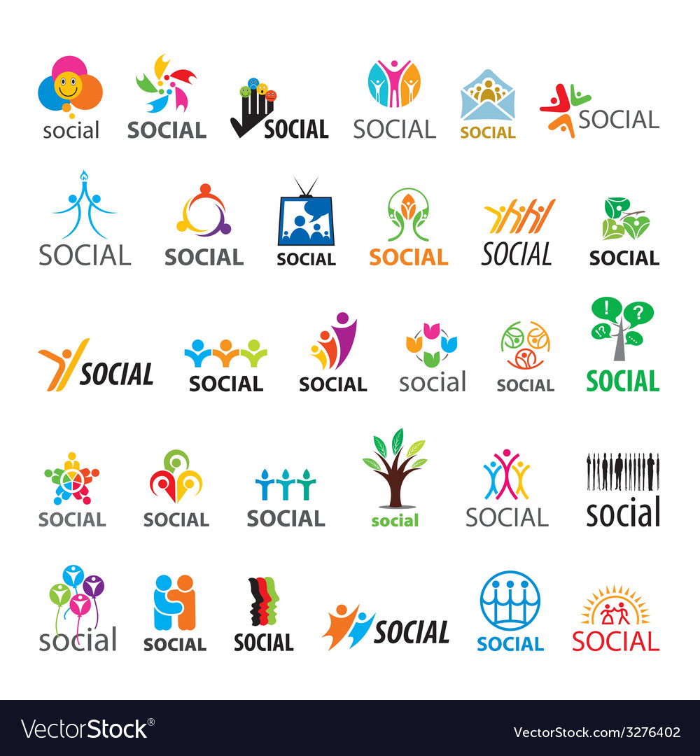 Large set of logos social