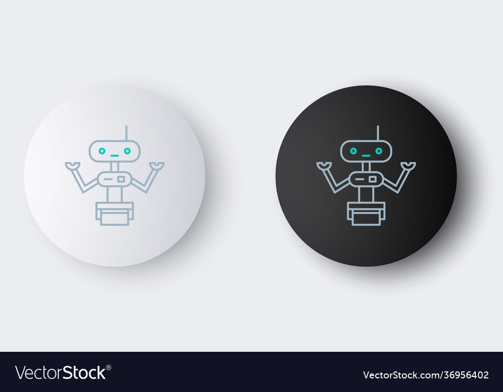 Line robot icon isolated on grey background