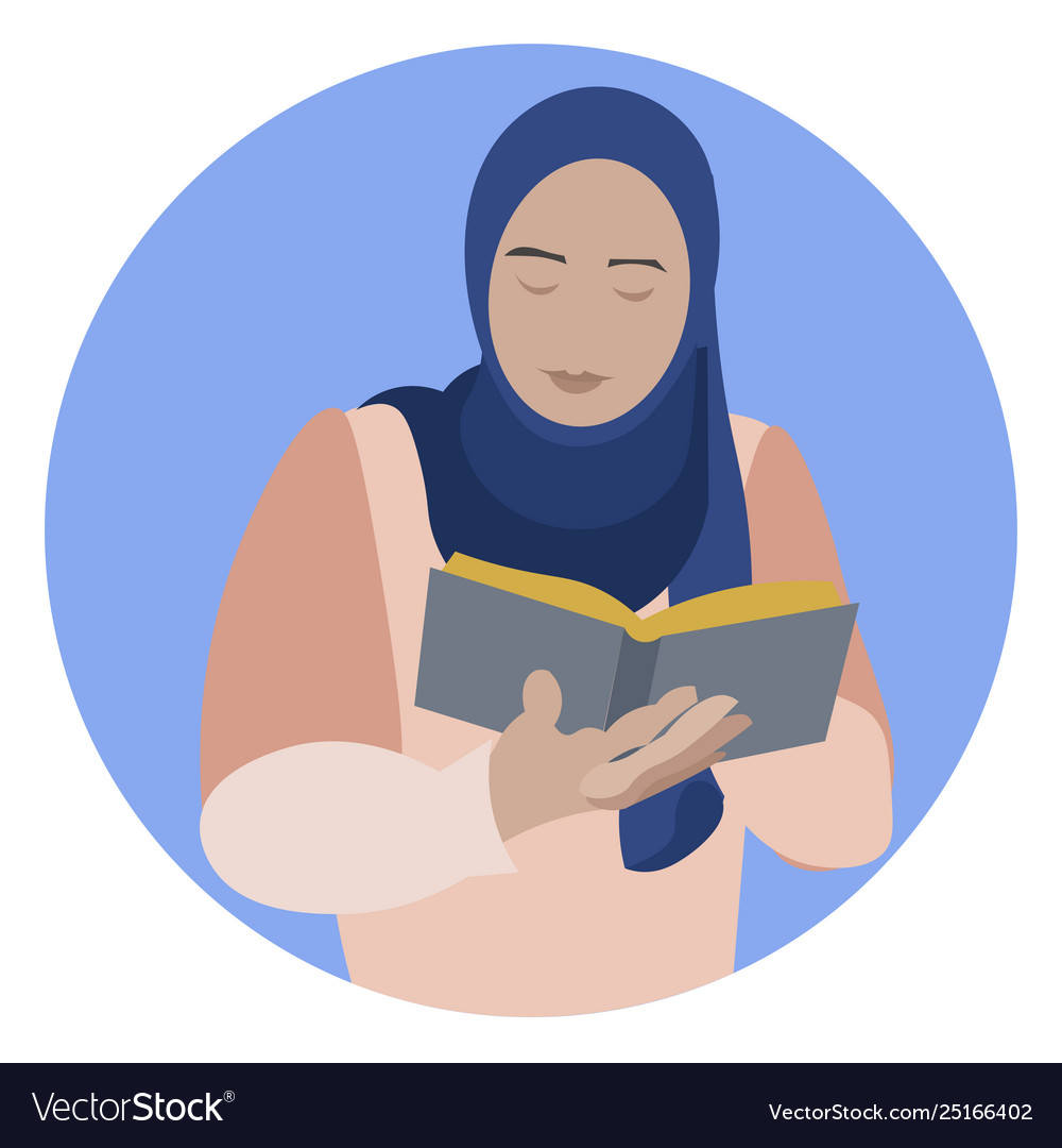 Muslim woman reading holy islamic book koran Vector Image